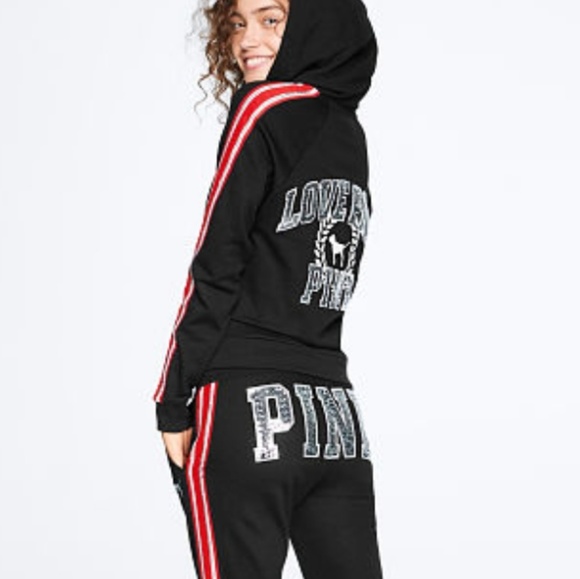 PINK Victoria's Secret Tops - VS PINK rhinestone zip hoodie bling